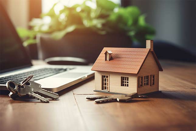 Fake house on desk real estate